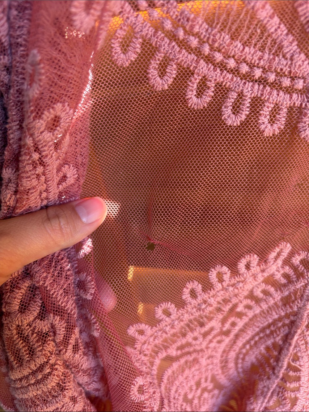 Dusty Rose Lace Overlay Cardigan Kimono Beach Cover up - Picture 4 of 5